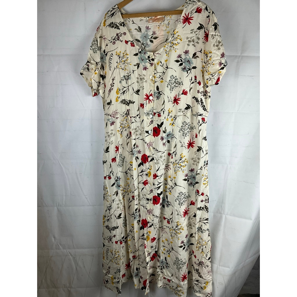 Women's CERA Floral Dress Cream/Red Size 1X